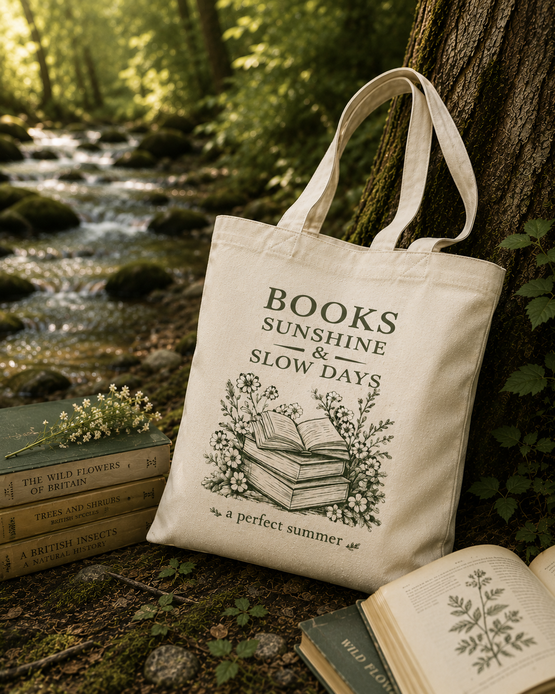Books, Sunshine & Slow Days Canvas Tote
